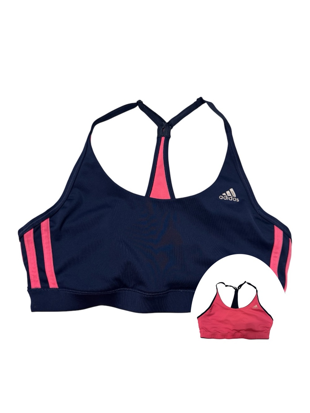 Adidas Climate Women's Navy & Pink Reversible Adjustable Racerback Sports Bra XS